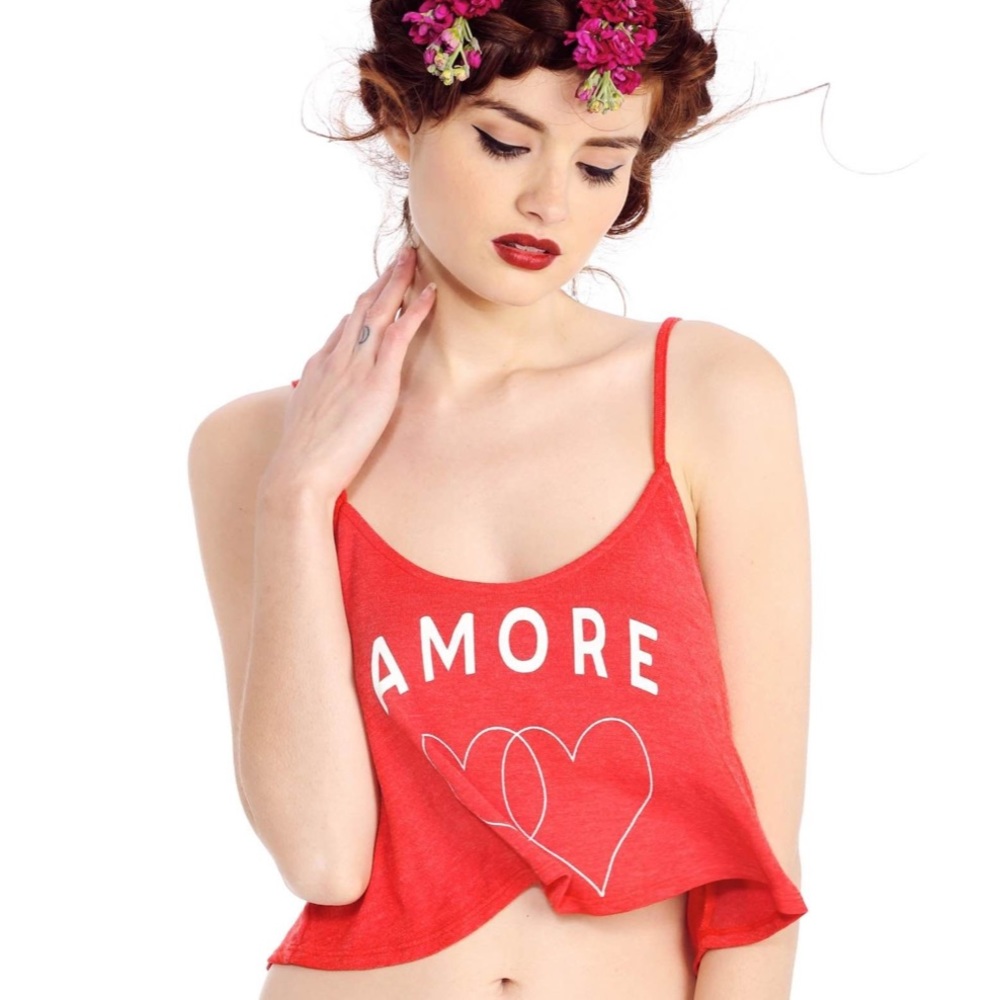 ❤️Wildfox❤️NWT Amore Hearts Strappy Crop Cami
